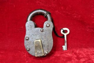 Iron Brass Lock And Key Old Vintage Antique Padlock Collectible Bg - 72