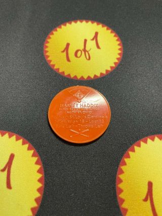 1960 Armour Hot Dog Coin Harvey Haddix Orange St.  Louis Cardinals Gf4