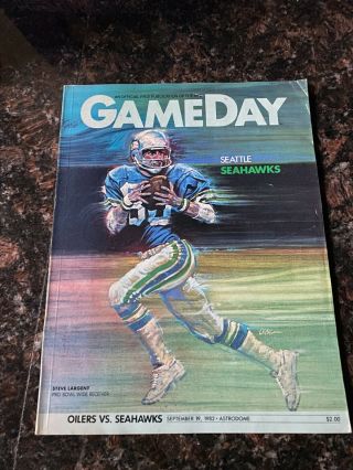 Nfl Houston Oilers Vs Seattle Seahawks Gameday Program 9/19/1982 Largent