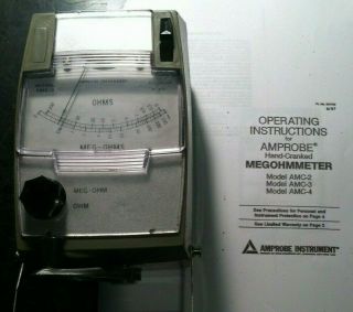 Amprobe Amc - 3 Hand - Cranked Insulation Tester,  500 Megaohms & 1,  000 Volt