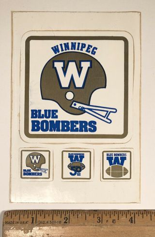 Vintage Winnipeg Blue Bombers Helmet Logo Decal Sticker Set Cfl Football