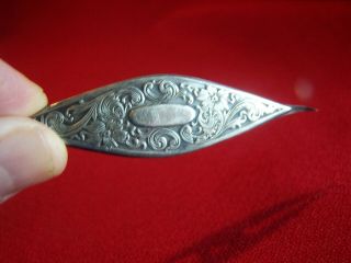 Antique Marked Sterling Silver Tatting Shuttle Tool Floral No Mano