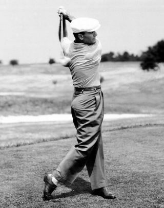 Ben Hogan Golfing Legend In Classic Action Black And White 8x10 A