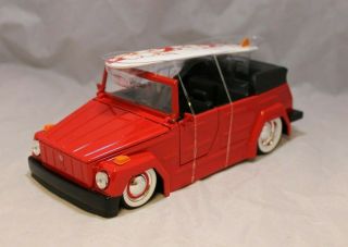 Jada Toys Rare 1:24 No Box 1973 Volkswagen Thing W/ Surfboard Red