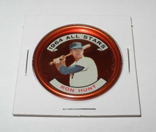 1964 Topps Baseball Coin Pin 164 Ron Hunt York Mets All Star Near