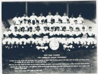 York Yankees 1964 Team Photo 8x10 Mickey Mantle Roger Maris Whitey Ford Nyy