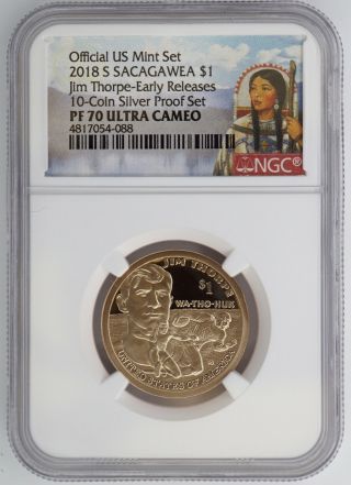 2018 - S Proof Native American / Sacagawea Dollar Ngc Pf70 Ultra Cameo 054088