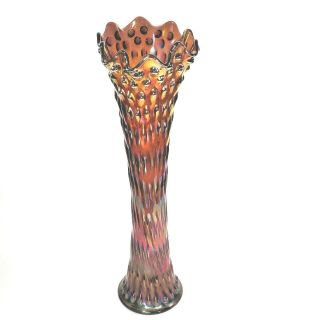 Fenton Amethyst Carnival Stretch Glass Vase Antique Glass Large 21 " Tall
