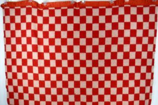 Vintage Satin Trim Wool Blanket Red Checkerboard Springfield Blankets 60 x 80 2