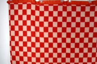 Vintage Satin Trim Wool Blanket Red Checkerboard Springfield Blankets 60 x 80 3