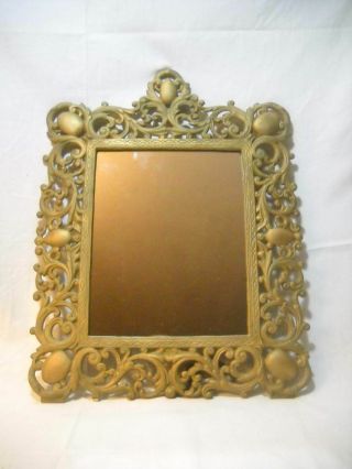 Antique Ornate Cast Iron 13 1/2 " X 17 " Easel Dresser Mirror
