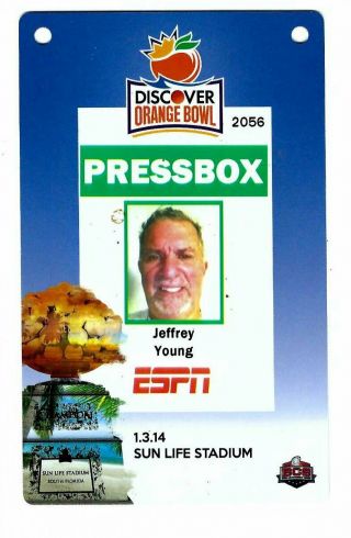 Jan 3 2014 Orange Bowl Clemson V Ohio State Football Game Pressbox Credential