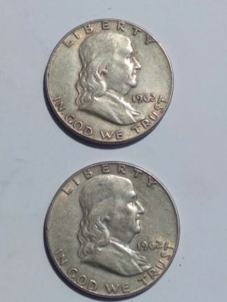1962 - D Franklin Half Dollars Brilliant Uncirculated Is For Both Coins