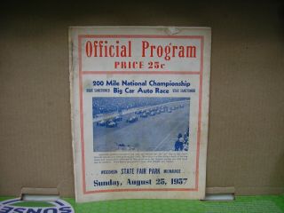 1957 Souvenir Program / 200 Mile National Championship Big Car Auto Race Aug 25