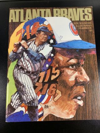 1974 Atlanta Braves Baseball Yearbook Hank Aaron Cover