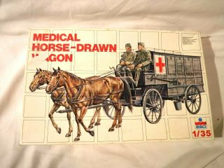 1/35 Esci Medical Horse Drawn Wagon W/ 2 Soldiers & 2 Horses 5014