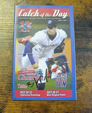 Lakewood Blueclaws (auto. ) " Brody Colvin " Gameday Program - 2010