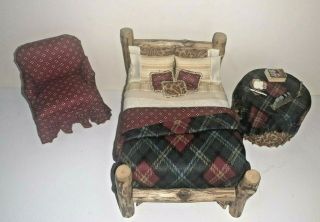 Dollhouse Miniature 1:12 Scale Bed Side Chair Table Signed By Lorraine Scuderi