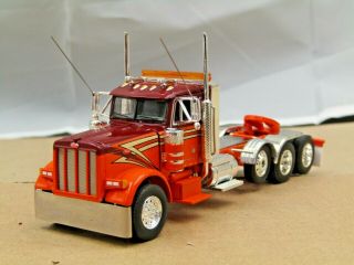 Dcp Custom Orange/red Peterbilt 379 Daycab 4 Axle Heavyhaul Tractor 1/64