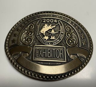 2004 Houston Livestock Show & Rodeo Exhibitor Trophy Belt Buckle Brass Hls&r
