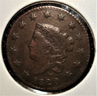 1820 Us Large Cent,  " Small Date " Variety
