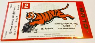 2002 Cincinnati Bengals Atlanta Falcons Nfl Football Club Ticket Stub