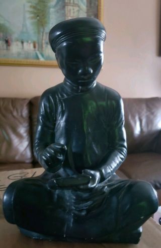 Vintage 1961 Austin Productions Bronze Sculpture Of Chinese Scribe With Book
