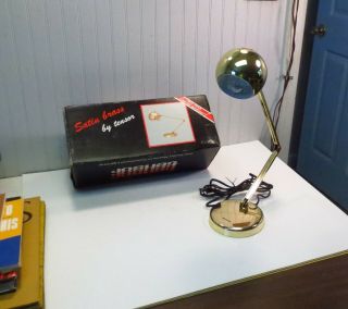 Vintage Mid Century Modern Atomic Eyeball Tensor Model Il 805 Brass Lamp W/ Box