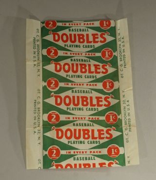 1951 TOPPS DOUBLES BASEBALL CARD WAX PACK WRAPPER 3
