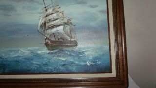 Vintage Framed Clipper Ship - Signed 20 