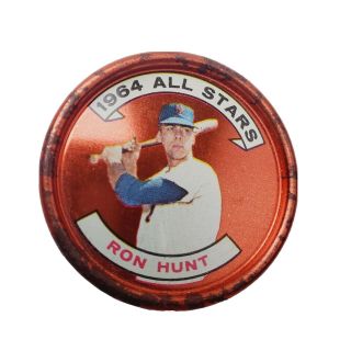 1964 Topps Baseball Coin Pin 164 Ron Hunt York Mets All Star Near