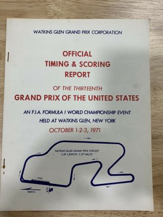 Official Timing And Scoring Report Watkins Glen G.  P.  Of The U.  S.  Oct 1971