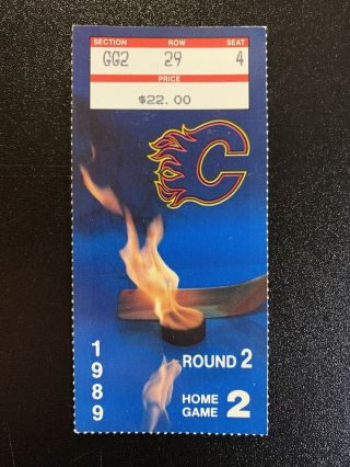 1988 - 89 Calgary Flames Nhl Playoff Ticket Stub Vs La Kings Rd 2 Gm 2 Cup Year