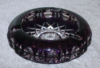 Antique Cut To Clear Violet Amethyst 16 Point Hobstar Cigar Ashtray Abp?