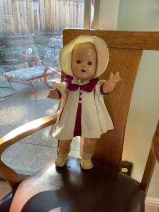 Vintage All Composition Toddler Doll;20”;unmarked;fully Jointed;sleep Eyes;cute