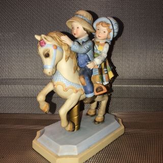 Vintage Holly Hobbie Figurine On The Carousel Collector’s Edition - Hand Painted