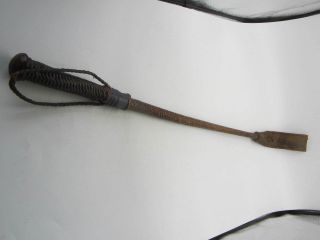 Vintage Antique Leather Horse Riding Crop Whip Lash Equestrian Braided 25 " Long