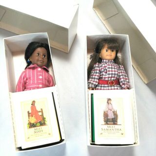 Vintage American Girl Samantha & Addy 6 Inch Mini Dolls Pleasant Company Euc