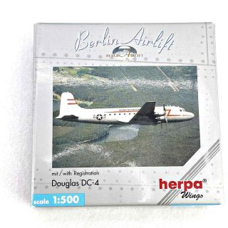Douglas Dc - 4 Herpa Wings 1:500 Berlin Airlift Airplane Diecast Model 512022