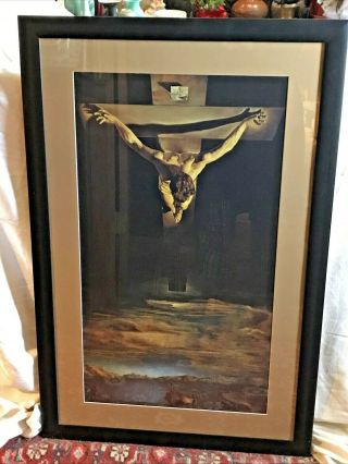 Vintage Salvador Dali " Christ Of St.  John Of The Cross " Framed Print