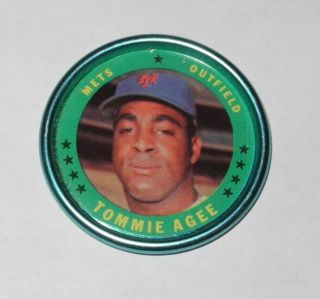 1971 Topps Baseball Coin Pin 91 Tommie Agee York Mets Near