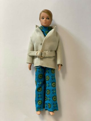 Vintage Topper Dawn Doll Ron Boy Doll 1970 In Lounge Wear And Coat Blond Hair