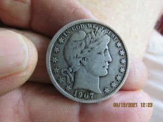 Better Date Very Fine 1907 - O Barber Silver Half Dollar