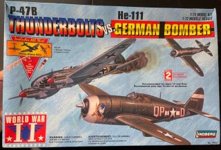Lindberg P - 47b Thunderbolts Vs He - 111 German Bomber 1/72 Nib Model Kit