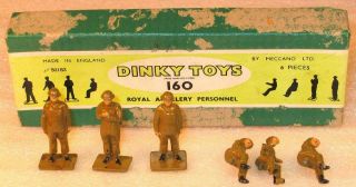 Dinky Toys No 160 Royal Artillery Personnel.  1952 - 55.  Us Export Issue.  Good