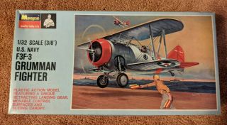 Monogram 1/32 " Pre War " U,  S.  Navy F3f - 3 Grumman Fighter,  Kit Pa186 - 200