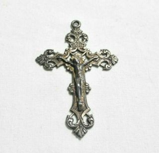 Antique 925 Sterling Silver Inri Crucifix Religious Artisan Cross Pendant