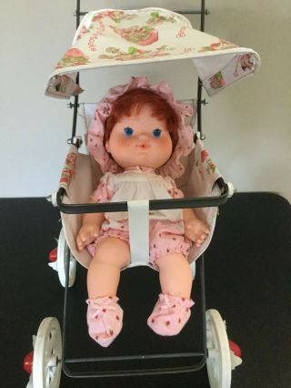 Vintage Strawberry Shortcake Blow A Kiss Doll And Stroller