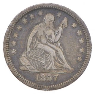 Tough - 1857 Seated Liberty Quarter - Early Us Type Coin - Historic 819