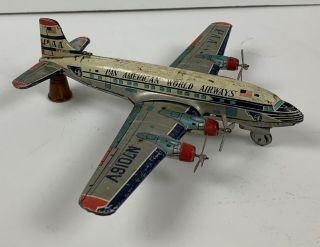 Vintage 50 ' s Pan American Airways Tin Friction Toy Airplane Yonezawa Japan 2